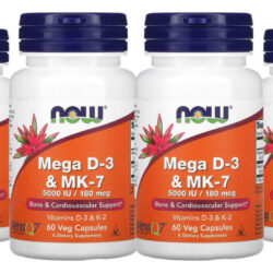Mega D-3 5000iu E Mk-7 180mcg Now Foods 60 Veg Caps 4un