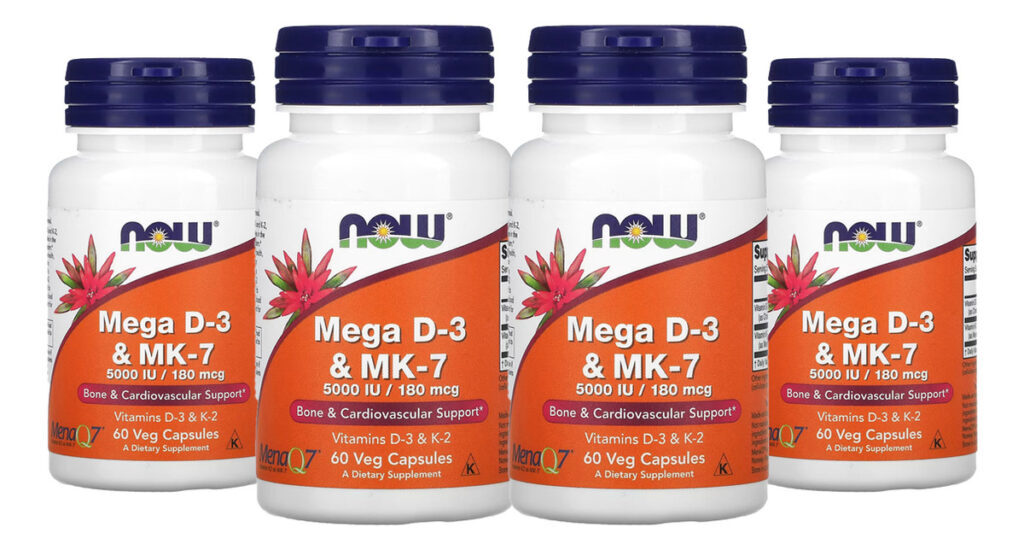 Mega D-3 5000iu E Mk-7 180mcg Now Foods 60 Veg Caps 4un