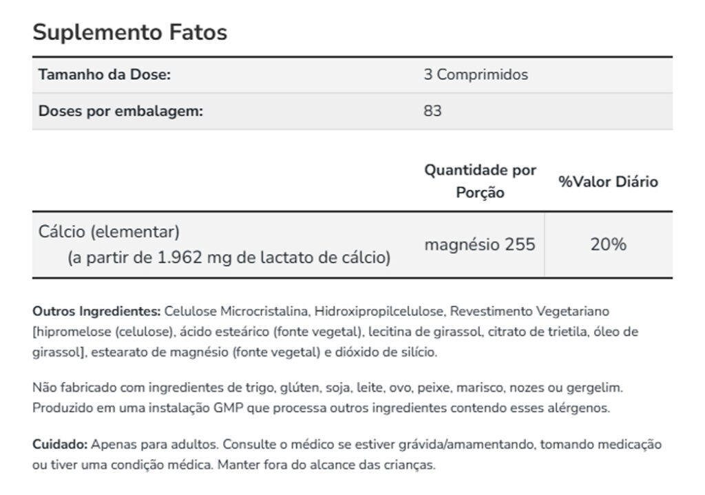 Cálcio Lactado Now Foods 250 Tablets Importado - Imagem 4