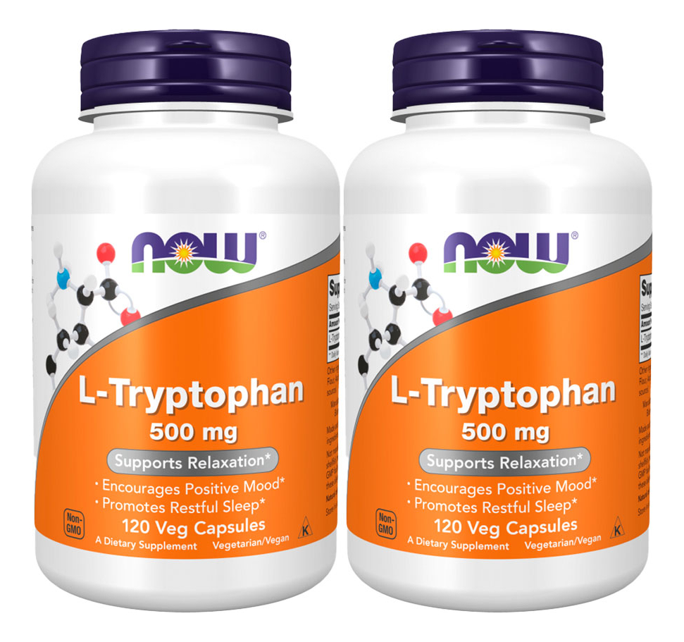 L-triptofano 500mg Now Foods L-tryptophan 120 Veg Caps 2un