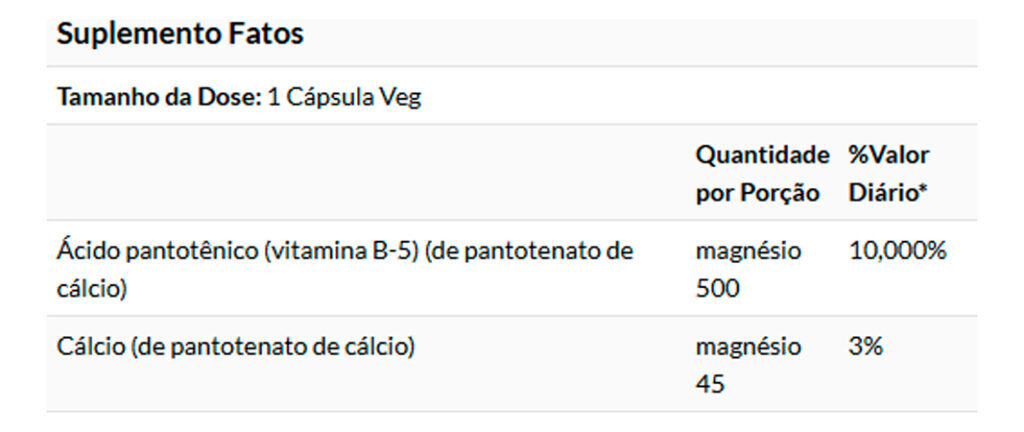 Ácido Pantotênico Vit. Complexo B 100cap Importado - Imagem 2