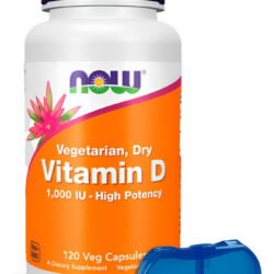 Vitamina D 25mcg Now Foods 120 Cáps + Porta Cápsulas