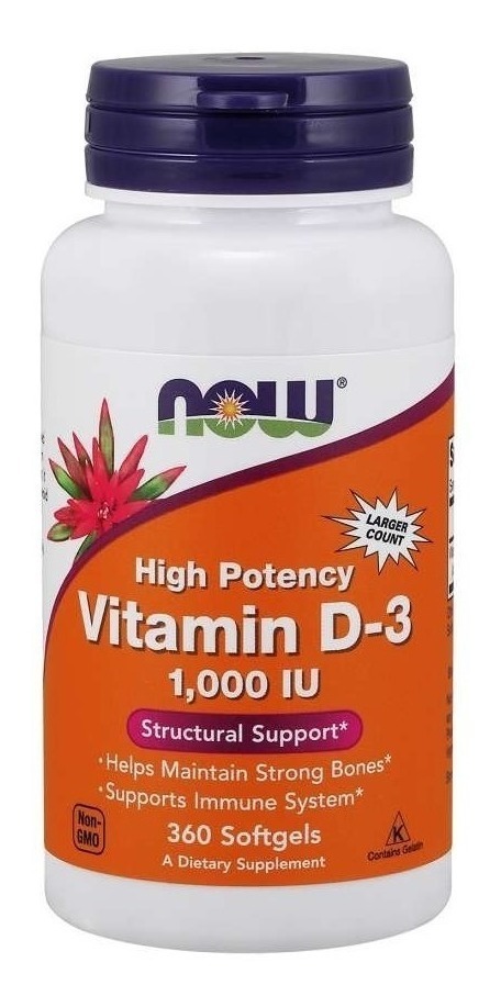 Vitamina D3 1000 Iu 25 Mcg 360 Caps Now Foods Sem Sabor