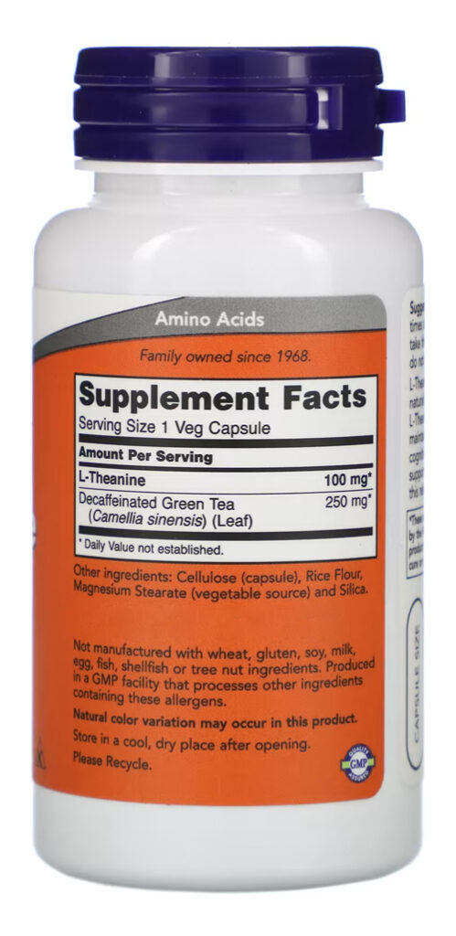 L-theanine Teanina 100mg 90 Veg Caps Nowfoods Importado - Imagem 2