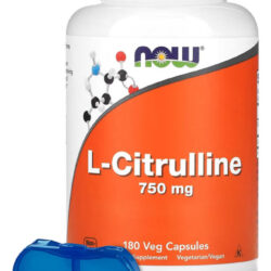 L-citrulina 750mg Now Foods 180 Caps + Porta Cápsulas