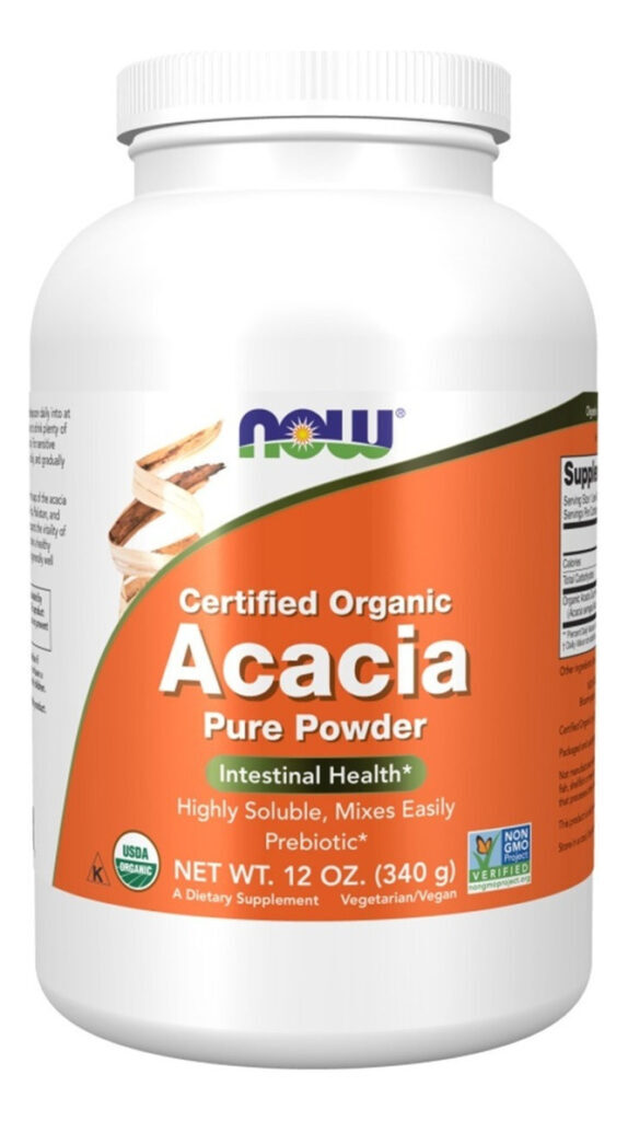 Goma Acácia Now Foods Fibras Prebiótico Pura Orgânica Em Pó Sabor Natural