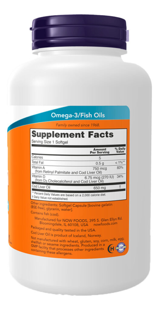 Óleo De Fígado De Bacalhau 650 Mg 250 Cápsulas Cod Liver Oil - Imagem 2