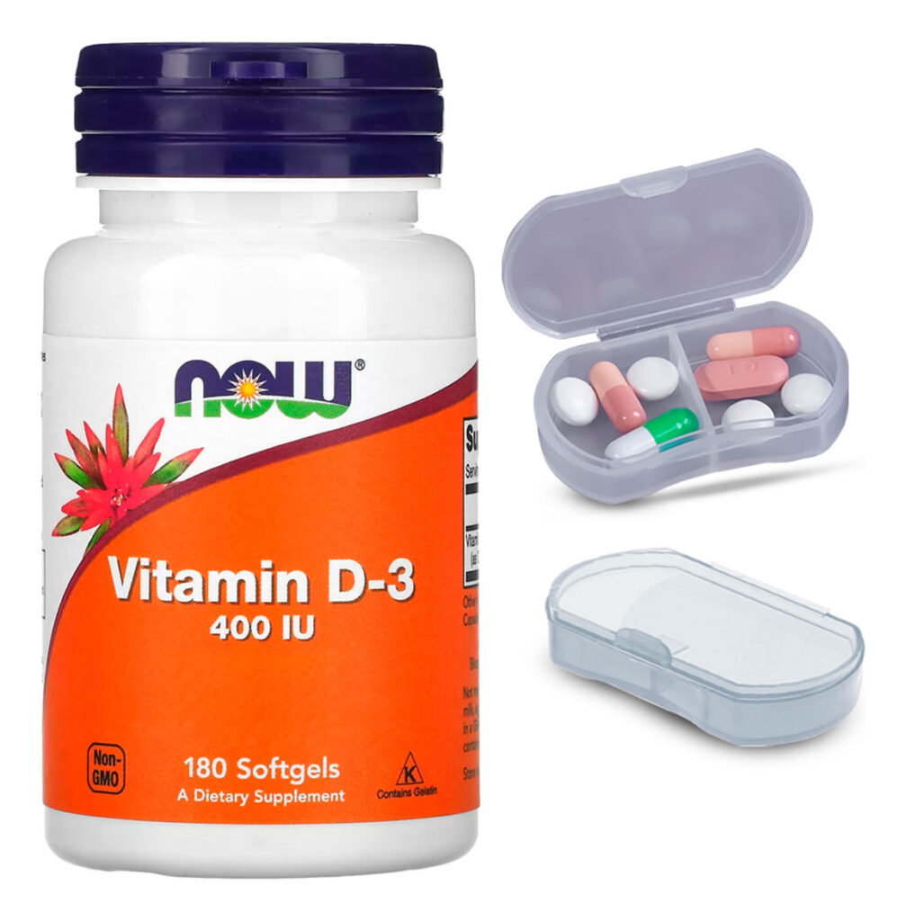 Vitamina D-3 Now Foods 180 Cáps Softgels + Porta Cápsulas