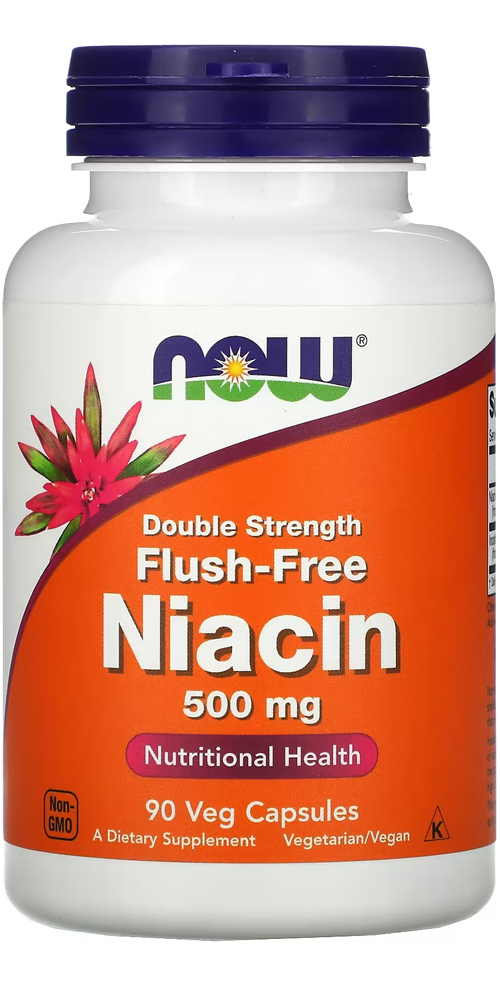 Niacina 500 Mg Força Dupla Now Foods 90 Veg Caps Importado