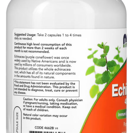 Equinácea 400mg 250 Cáps Importado 4un Now Foods - Imagem 3