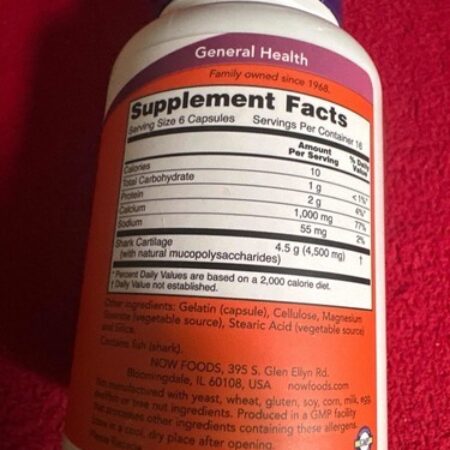 Now Shark Cartilage -- 750 Mg - 100 Capsules - Imagem 2