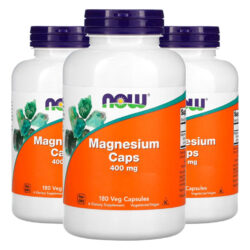 Magnésio Magnesium 400mg 180veg Cáps Importado 3un Now Foods
