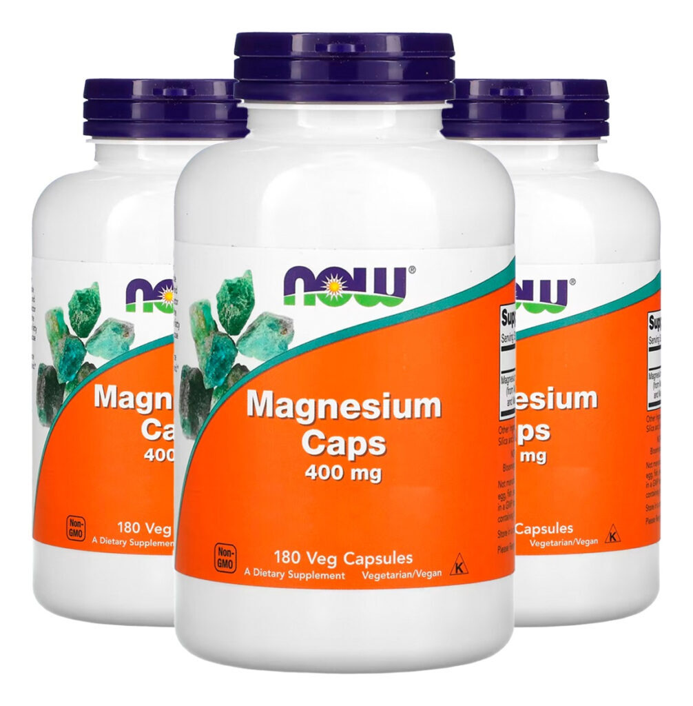 Magnésio Magnesium 400mg 180veg Cáps Importado 3un Now Foods