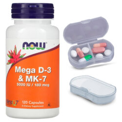 Vitamina Mega D-3 E Mk-7 Now Foods 120 Caps + Porta Cápsulas