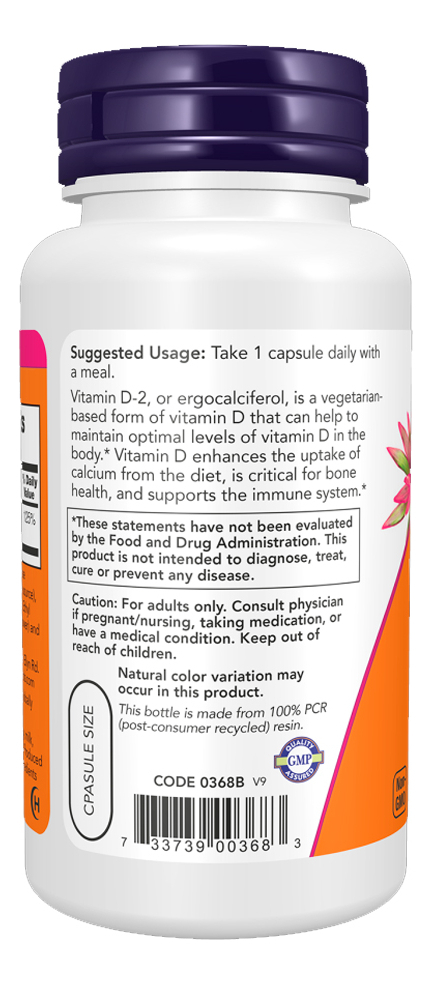 Vitamina D 25mcg Now Foods 120 Cáps Importado - Imagem 3