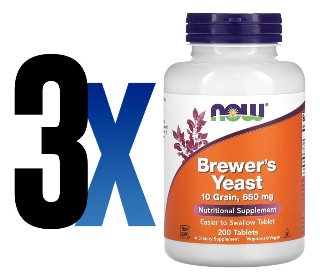 Levedura De Cerveja 650mg 200 Tabs Importado 3un Now Foods - Imagem 2