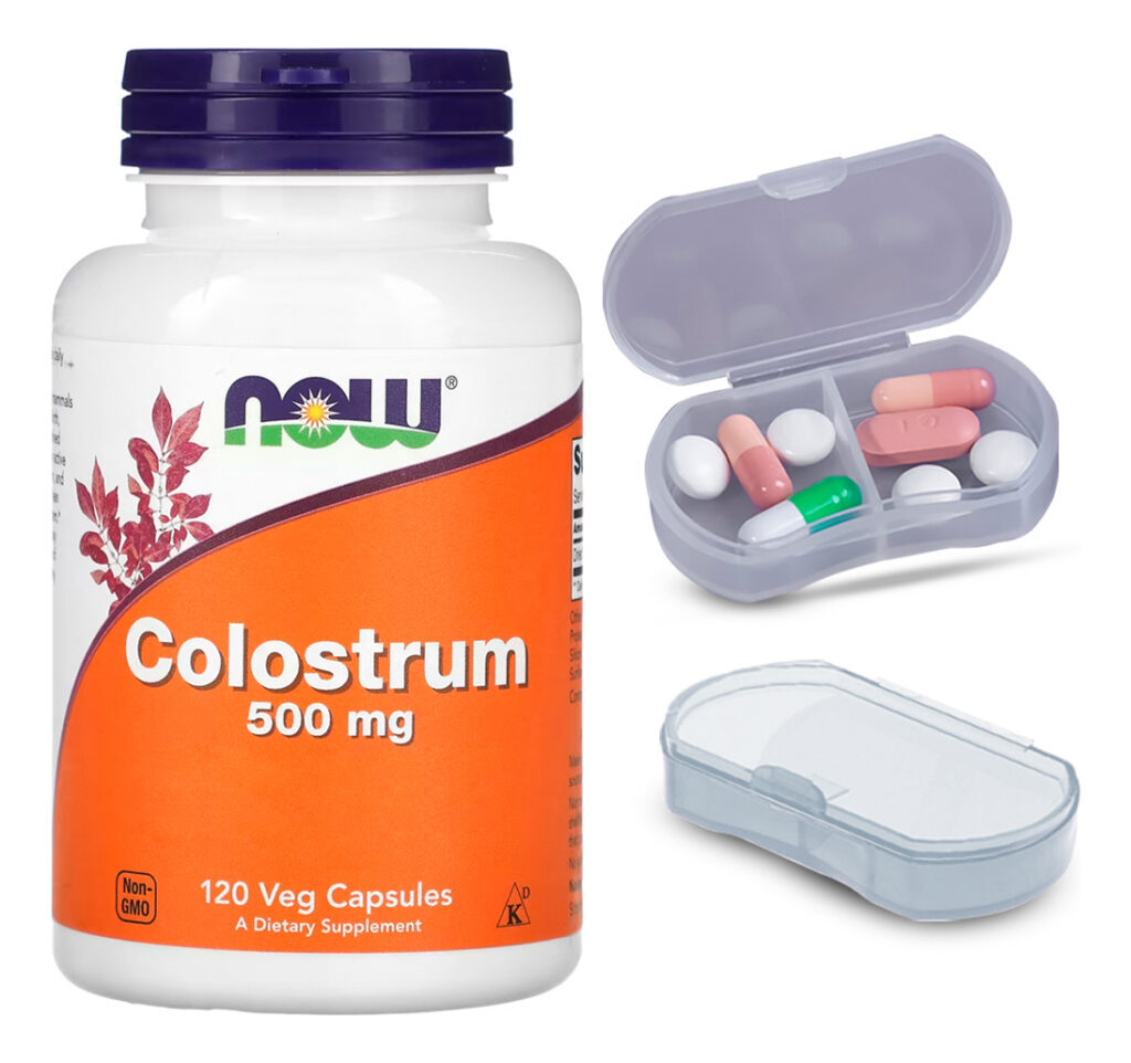 Colostro 500mg Now Foods Colostrum 120 Cáps + Porta Cápsulas