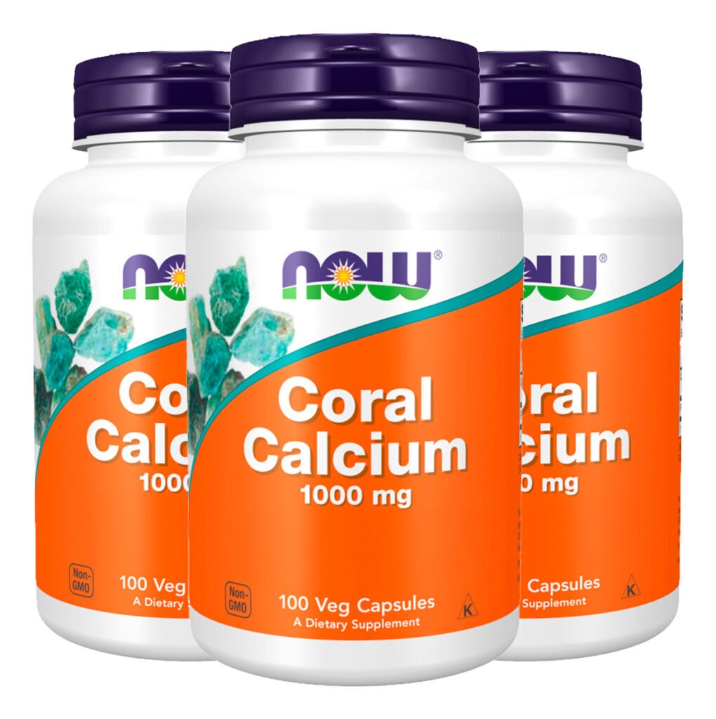 Coral Cálcio 1000mg 100 Cáps Importado 3un Now Foods