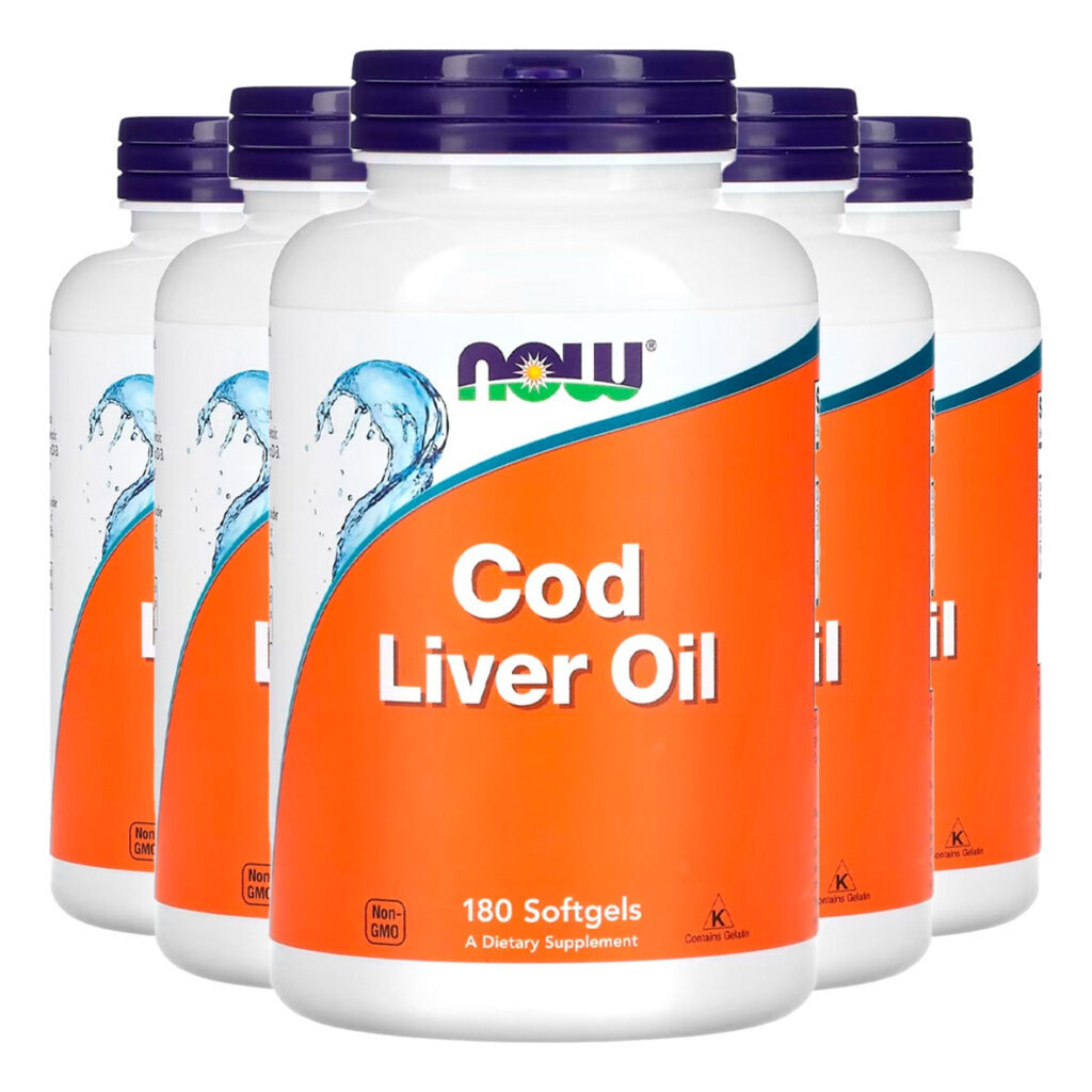 Óleo Fígado Bacalhau 1000mg 180 Soft Importado 5un Now Foods