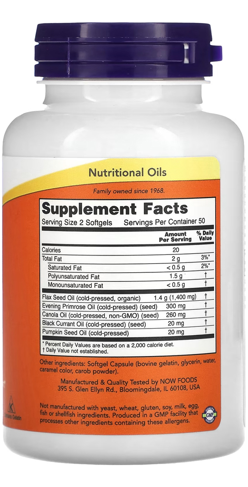 Now Foods Ômega 3-6-9 1.000mg 100cap Distribuidor Autorizado - Imagem 2