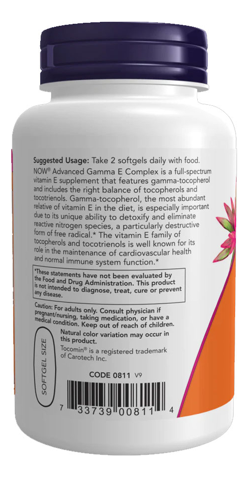 Complexo Gama E Advanced Now Foods 120 Soft Importado 4un - Imagem 4