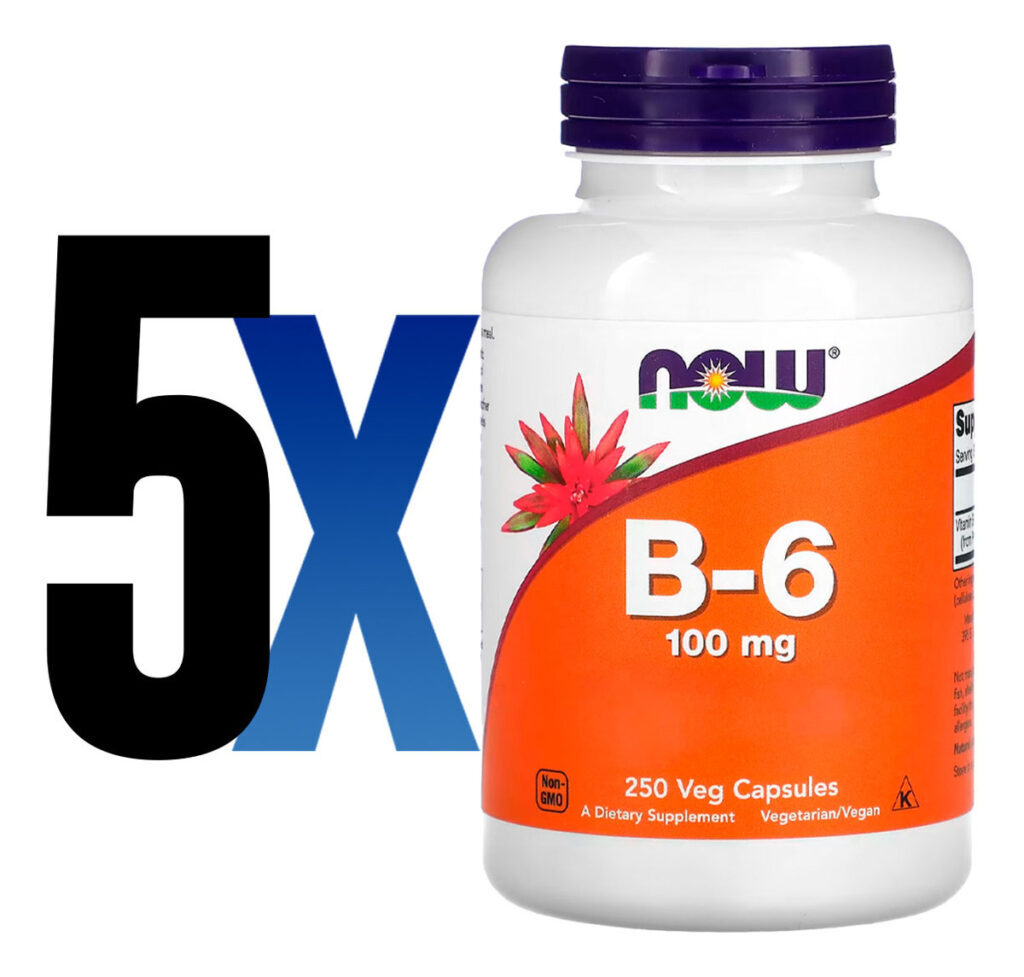 Vitamina B-6 100mg 250 Cáps Importado 5un Now Foods - Imagem 2