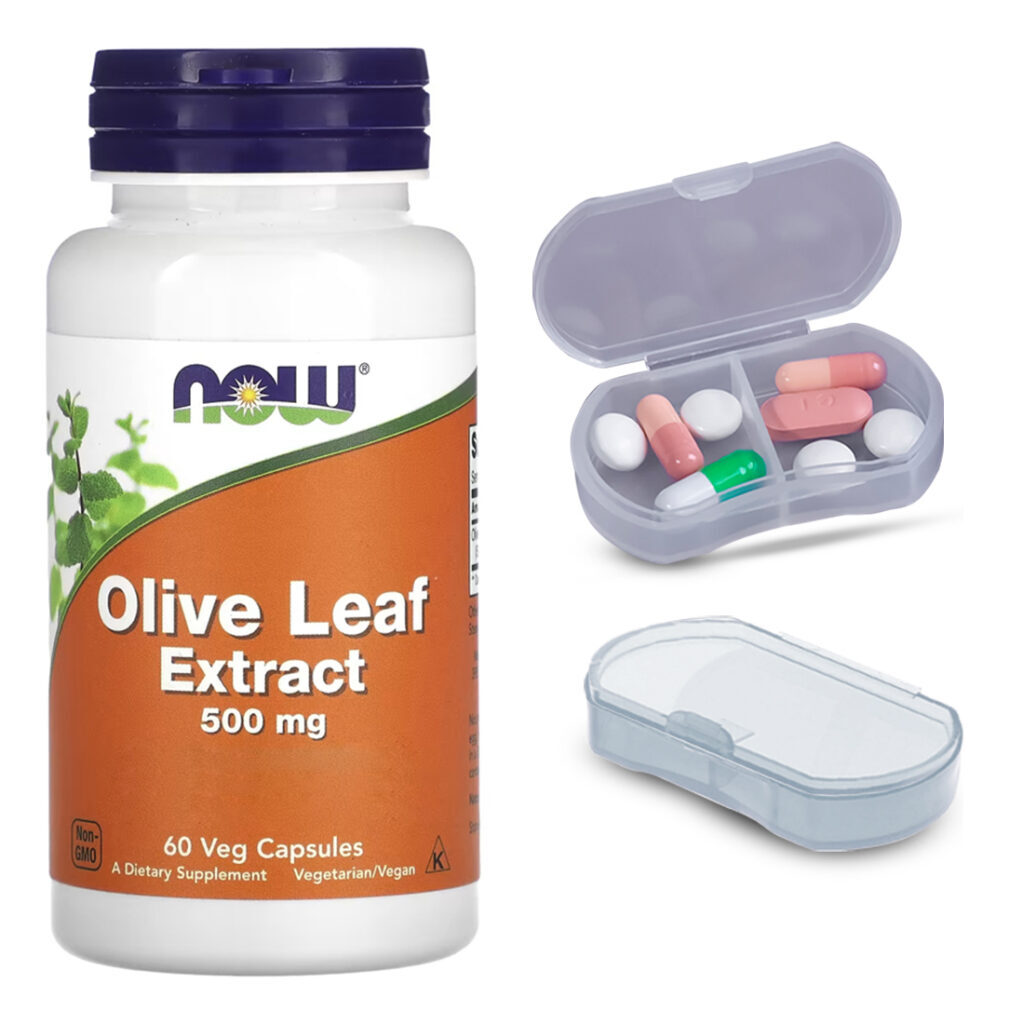Extrato Folha Olive 500mg Now Foods 60 Cáps + Porta Cápsulas