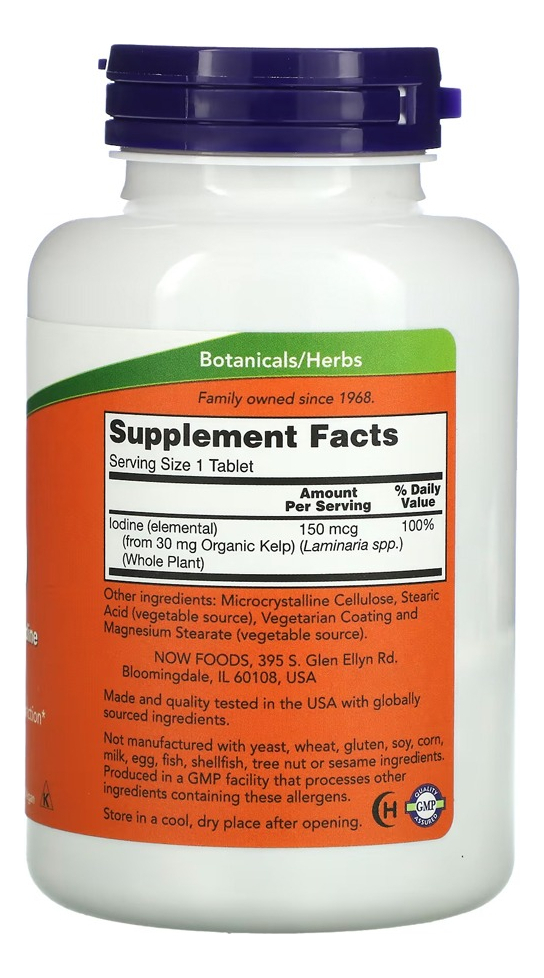 Kelp Algas 150mcg Iodo 200 Tabls Importado 2un Now Foods - Imagem 3