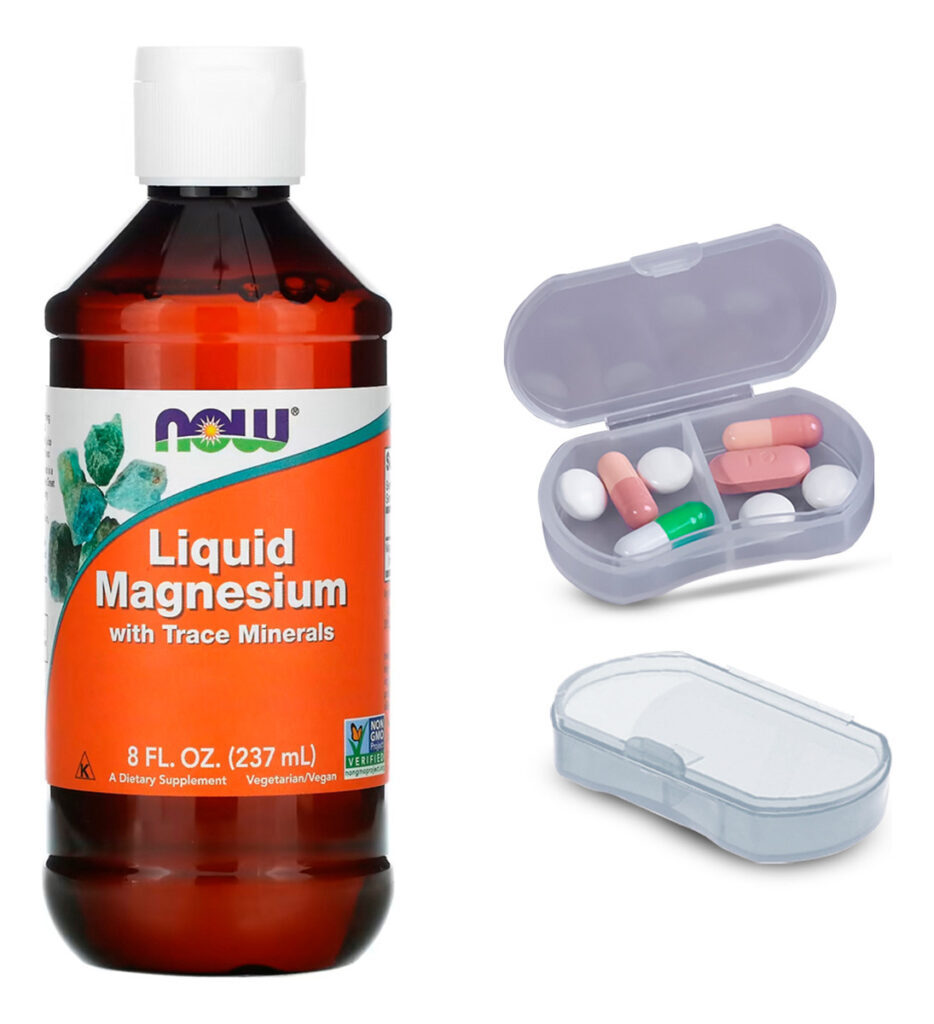 Magnésio Líquido Now Foods Traço Mineral + Porta Cápsulas