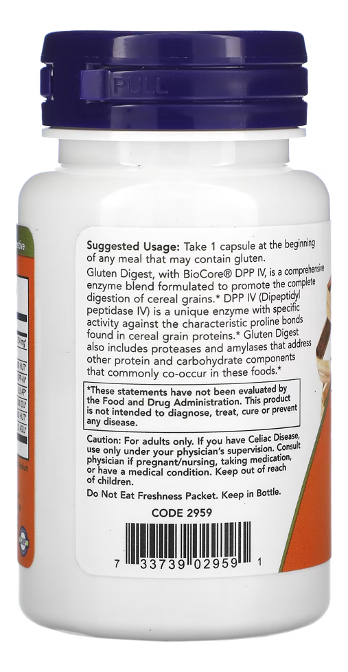 Gluten Enzimas Digestivas Now Foods 60 Cáps + Porta Cápsulas - Imagem 2