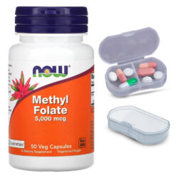 Folato De Methyl 5000mcg Now Foods 50 Caps + Porta Cápsulas