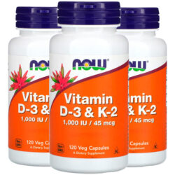 Vitamina D3 25mg+vit K2 45mg Now Foods 120 Cap Importado 3un