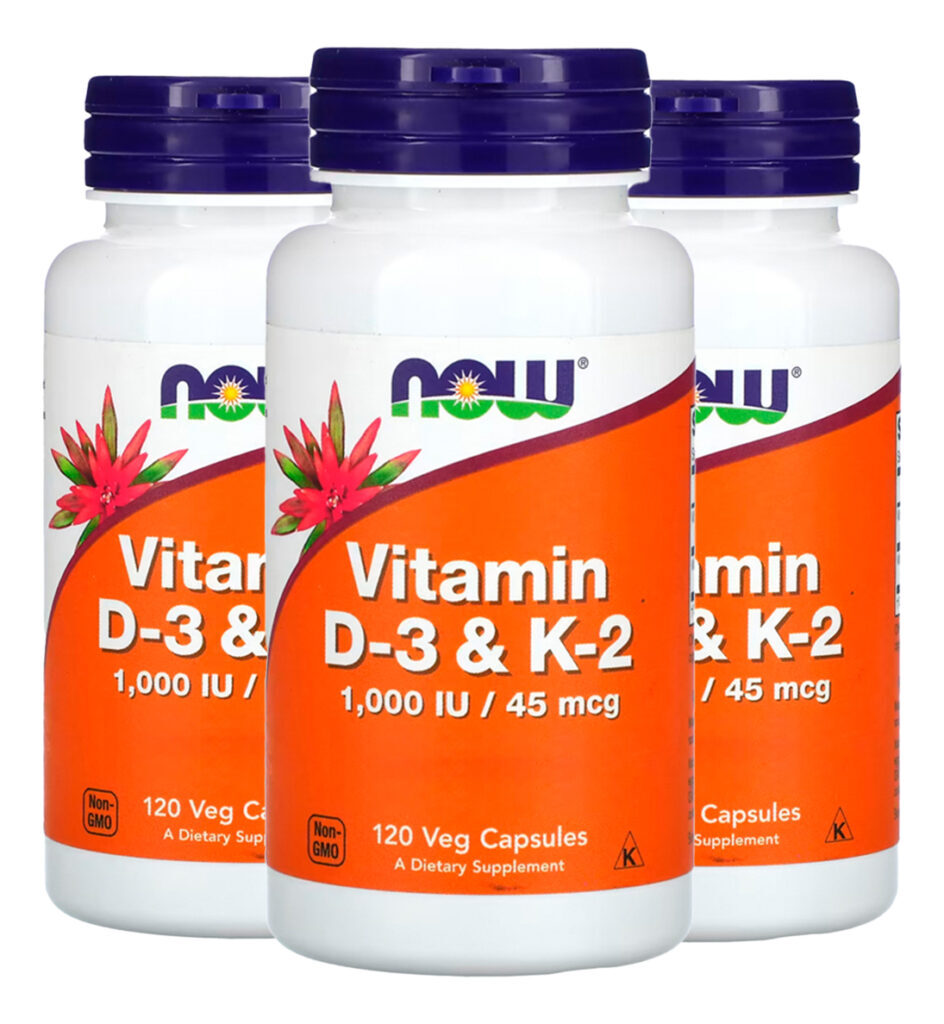 Vitamina D3 25mg+vit K2 45mg Now Foods 120 Cap Importado 3un