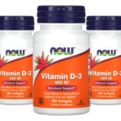 Vitamina D-3 Now Foods 400 Iu 180 Caps Softgels 3un Sabor Sem Sabor