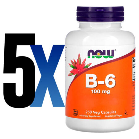 Vitamina B-6 100mg 250 Cáps Importado 5un Now Foods - Imagem 2