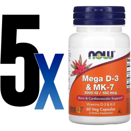 Mega D-3 5000iu E Mk-7 180mcg Now Foods 60 Veg Caps 5un - Imagem 2