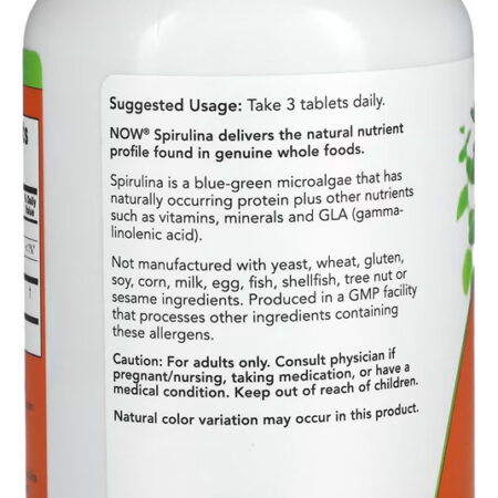 Spirulina 1000 Mg Now Foods 240 Tablets Importado 4un - Imagem 4