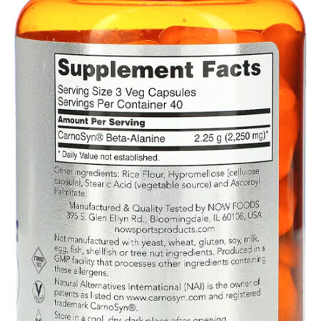 Beta-alanina 750mg Now Foods 120 Cápsulas Importado 4un - Imagem 4