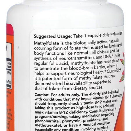 Folato De Methyl 5000mcg Now Foods 50 Cápsulas Importado 4un - Imagem 4