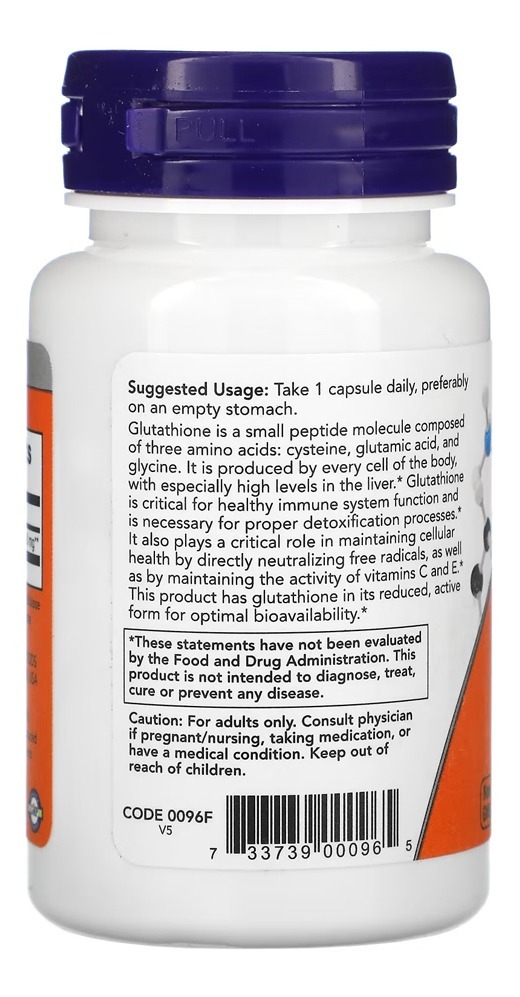Glutathione Glutationa 250mg Now Foods 60cap Vegetarianas - Imagem 2