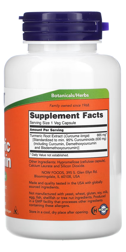 Curcumina Açafrão Da India 665mg Now Foods 60 Veg Caps 4un - Imagem 4