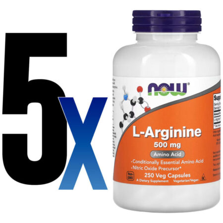 L-arginina 500mg Now Foods L-arginine 250 Veg Caps 5un - Imagem 2