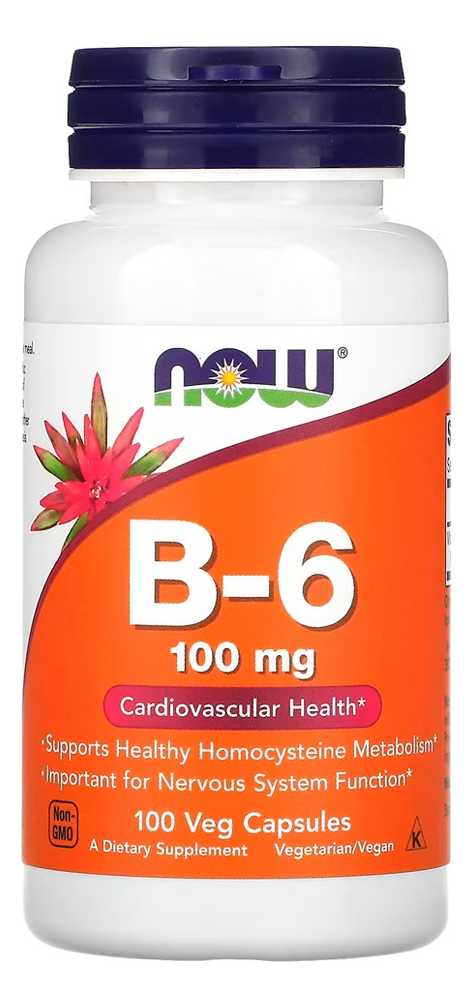 Vitamina B-6 100mg Now Foods 100 Cáps Importado
