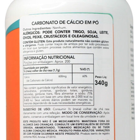 Carbonato De Cálcio Em Pó 340g Now Foods Calcium Carbonate - Imagem 3