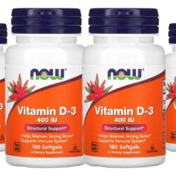 Vitamina D-3 Now Foods 400 Iu 180 Caps Softgels 4un Sabor Sem Sabor