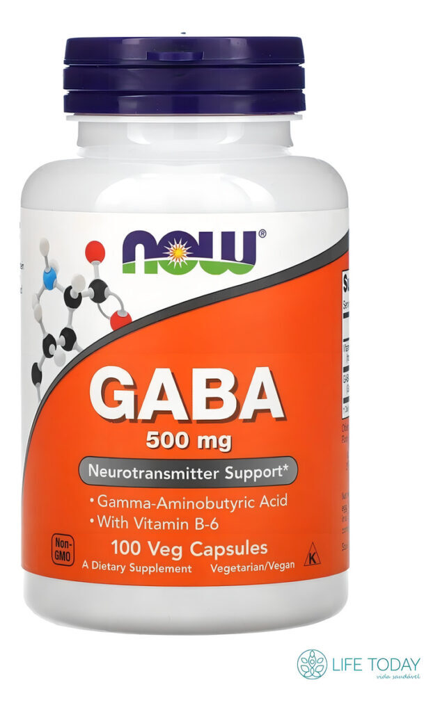 Gaba 500mg 100 Veg Caps Now Foods C/ Vitamina B6