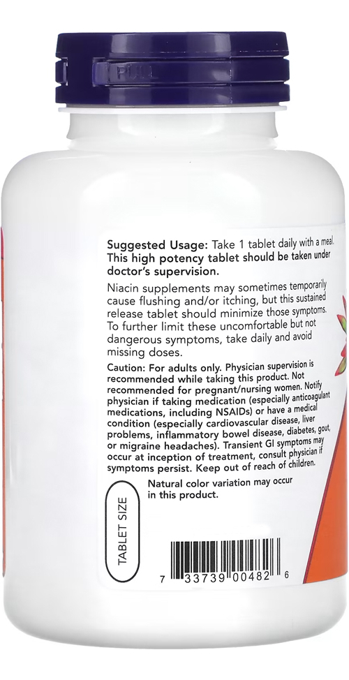 Niacina 500mg Now Foods Niacin Vitamina B-3 250 Tablets - Imagem 3