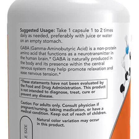 Ácido Gaba 750mg Now Foods 100 Veg Caps Importado Eua/usa - Imagem 3