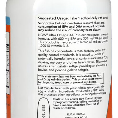 Ultra Omega 3d 600epa/300dha 180soft Importado 3un Now Foods - Imagem 4