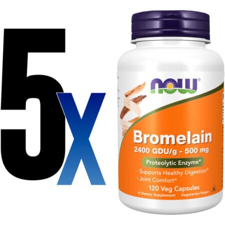 Bromelaína 500mg Now Foods 2400gdu/g 120veg Caps 5un - Imagem 2